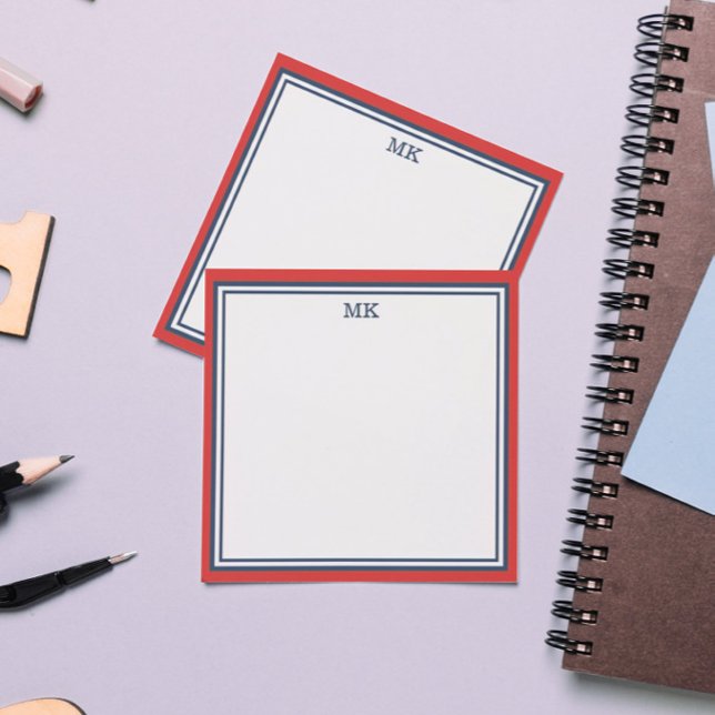 Notas Post-it® Monogramado azul rojo (Subido por el creador)