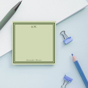 Notas Post-it® Monogramado de Olive Green