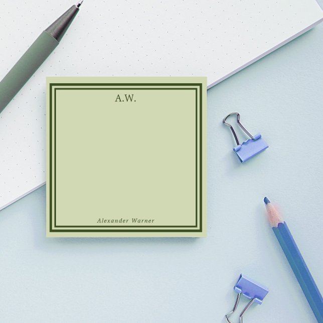 Notas Post-it® Monogramado de Olive Green (Subido por el creador)