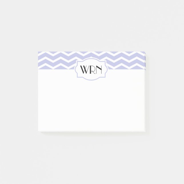 Notas Post-it® Monogramado de perwinkle White Chevron (Anverso)