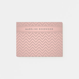 Notas Post-it® Monogramado del patrón de cheurón de oro Rosa mode
