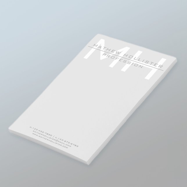 Notas Post-it® Monogramado masculino, negocio gris (Subido por el creador)