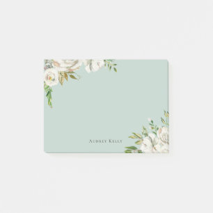Notas Post-it® Monogramado personalizado de los flores dorados