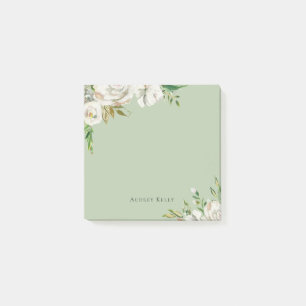 Notas Post-it® Monogramado personalizado de los flores dorados