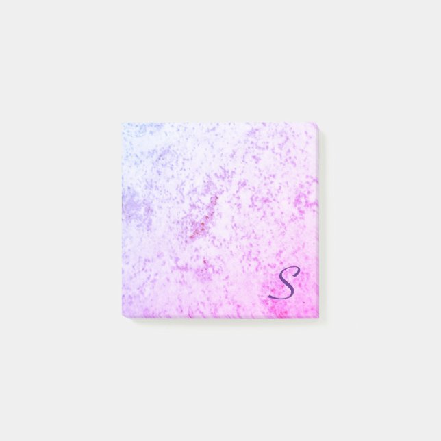 Notas Post-it® Monogramado rosa y morado mareado (Anverso)