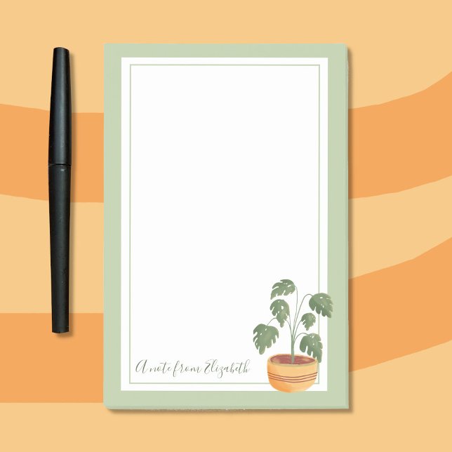 Notas Post-it® Monstera Plant Post-It Notes with Green Frame (Cute sticky notes for plant lovers with personalized text . )