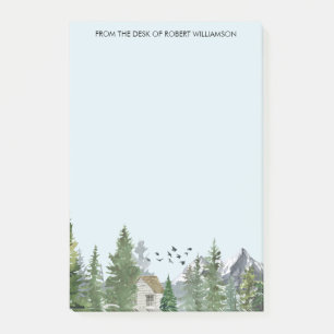 Notas Post-it® Montañas acuáticas Naturaleza Fir Trees Cabina For