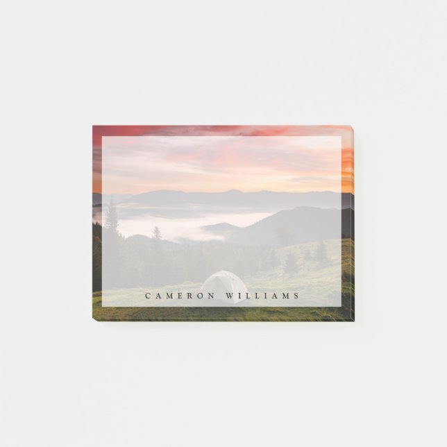 Notas Post-it® Montañas | Amanecer de niebla de acampada (Anverso)