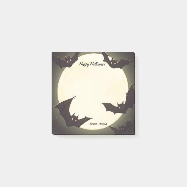 Notas Post-it® Moon and Bats Happy Halloween (Anverso)
