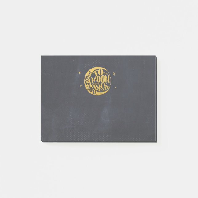 Notas Post-it® Moon & Stars - Amor al decir sobre oro y negro (Anverso)
