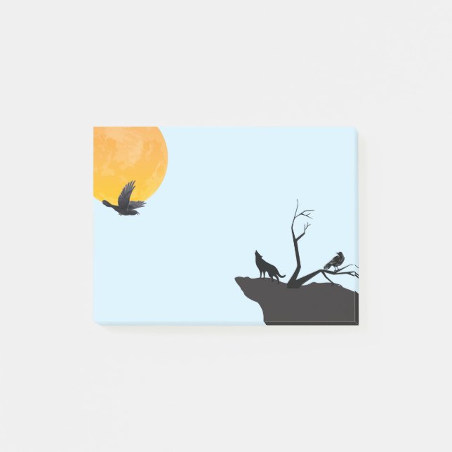 Notas Post-it® Moon Wolf Raven Post-it Notes (Anverso)