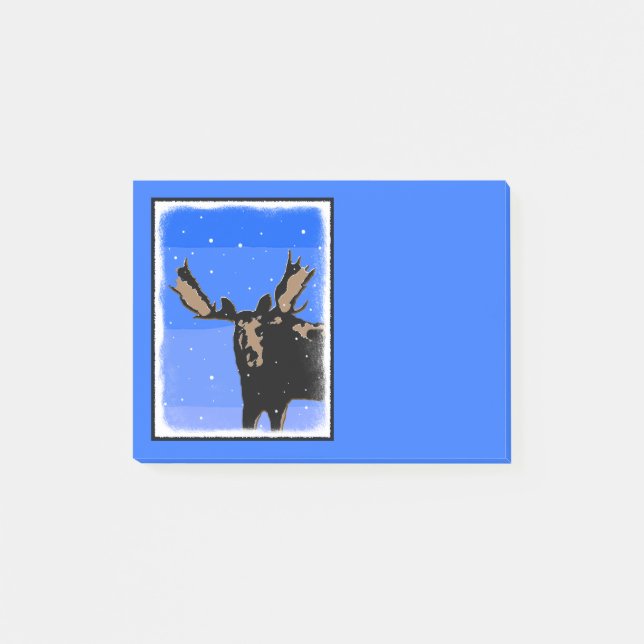 Notas Post-it® Moose in Winter - Original Wildlife Art (Anverso)