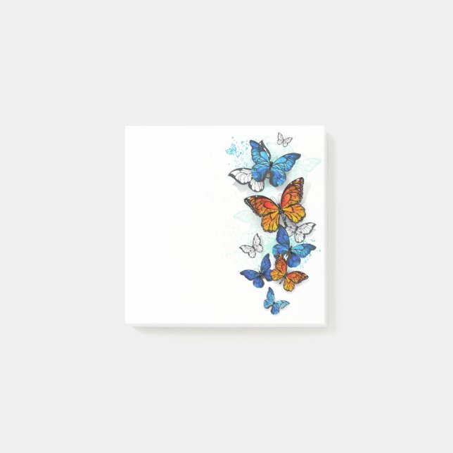 Notas Post-it® Morfo y monarca de las mariposas voladoras (Anverso)