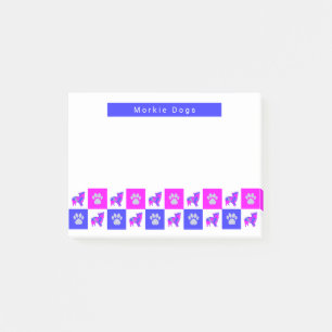 Notas Post-it® Morkie Dog & Paw Hot Pink & Blue