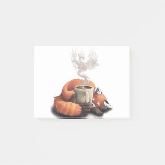 Notas Post-it® Morning Fox - cute coffee animal
