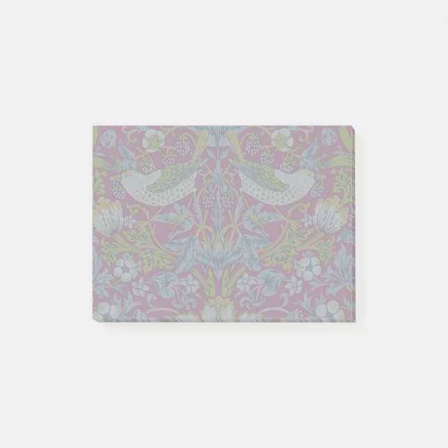 Notas Post-it® Morris Red Background Strawberry Thief Pattern (Anverso)
