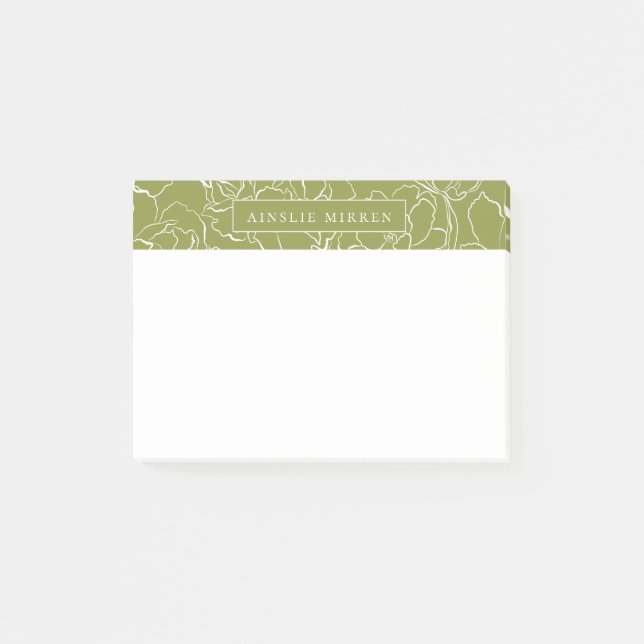 Notas Post-it® Morrón verde simple floral personalizado (Anverso)