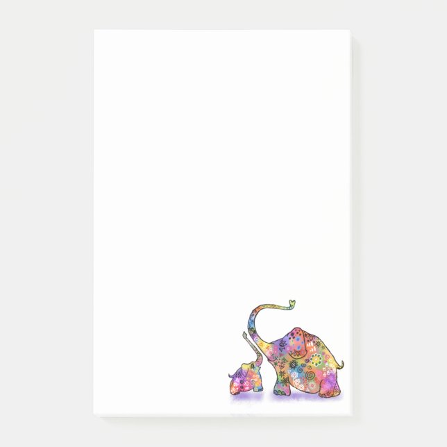 Notas Post-it® Mother with Baby Elephant Post it Notes (Anverso)