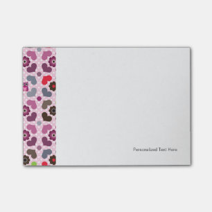 Notas Post-it® motivos de flores y búhos rosas