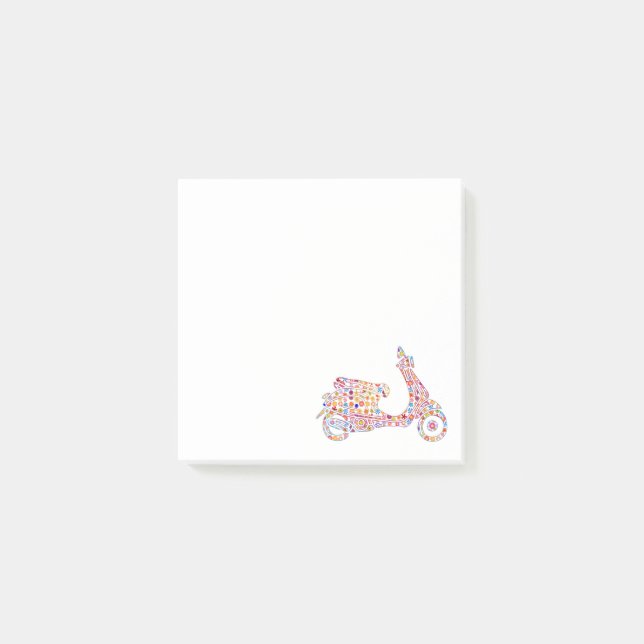 Notas Post-it® Motocicleta motorista con motor de flor (Anverso)