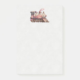 Notas Post-it® Motor de tren rosa Vintage Steampunk Style