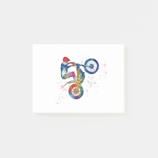 Notas Post-it® motorcycle trials in watercolor (Anverso)