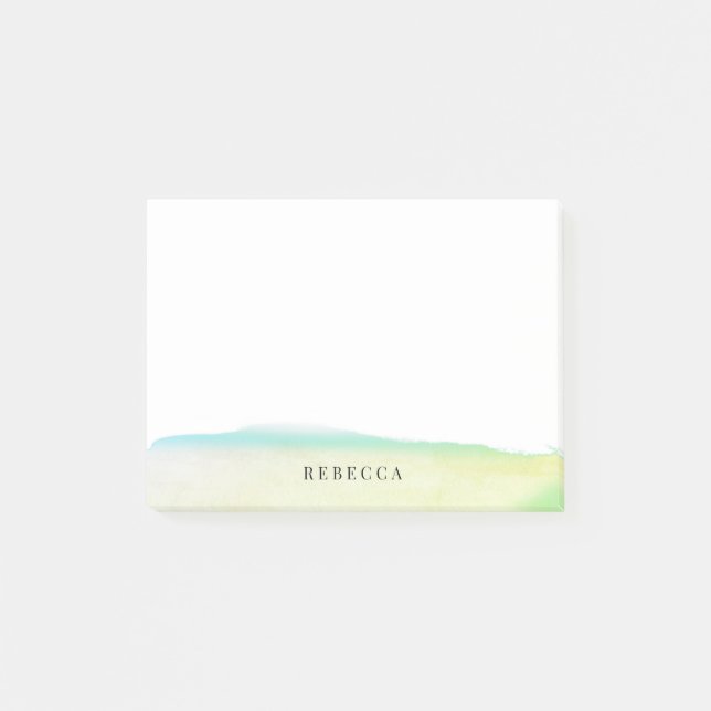 Notas Post-it® Movimiento del cepillo de la acuarela del verde (Anverso)