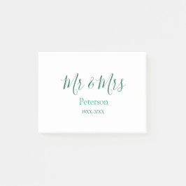 Notas Post-it® Mr & Mrs last name married year wedding engagement