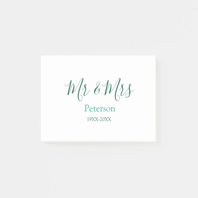 Notas Post-it® Mr & Mrs last name married year wedding engagement (Anverso)