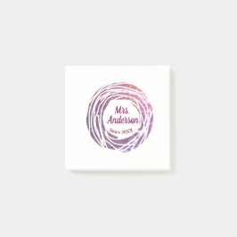 Notas Post-it® Mrs name pink mauve border since year wedding brid
