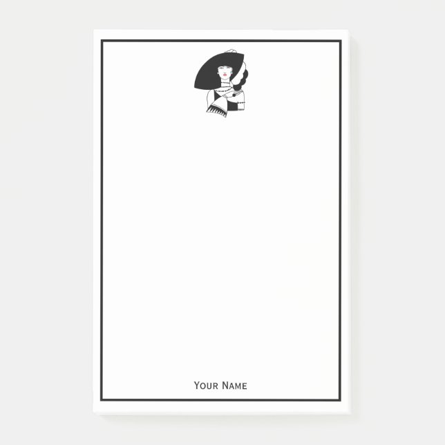 Notas Post-it® Mujer Art Déco En Grandes Gorras Gantes RL (Anverso)