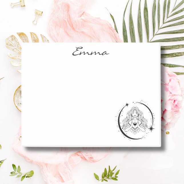Notas Post-it® Mujer celestial, luna estrellas, boho, astronomía  (Subido por el creador)