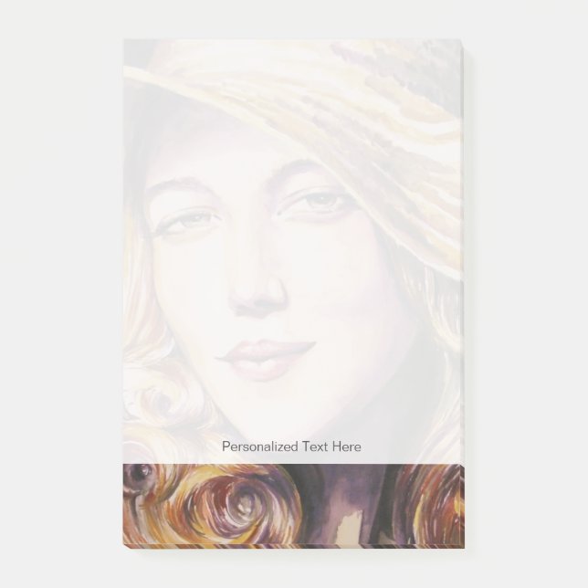Notas Post-it® Mujer con gorra (Anverso)