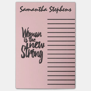 Notas Post-it® Mujer con poder chica es la nueva fuerte en negro