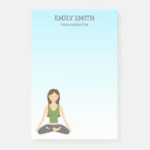 Notas Post-it® Mujer de yoga en postura de loto instructora de yo