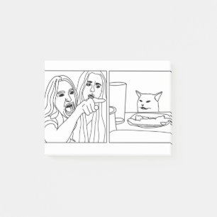 Notas Post-it® Mujer gritando en el contorno del gato