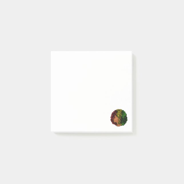 Notas Post-it® Mujer negra rasta afro rojo amarillo verde  (Anverso)