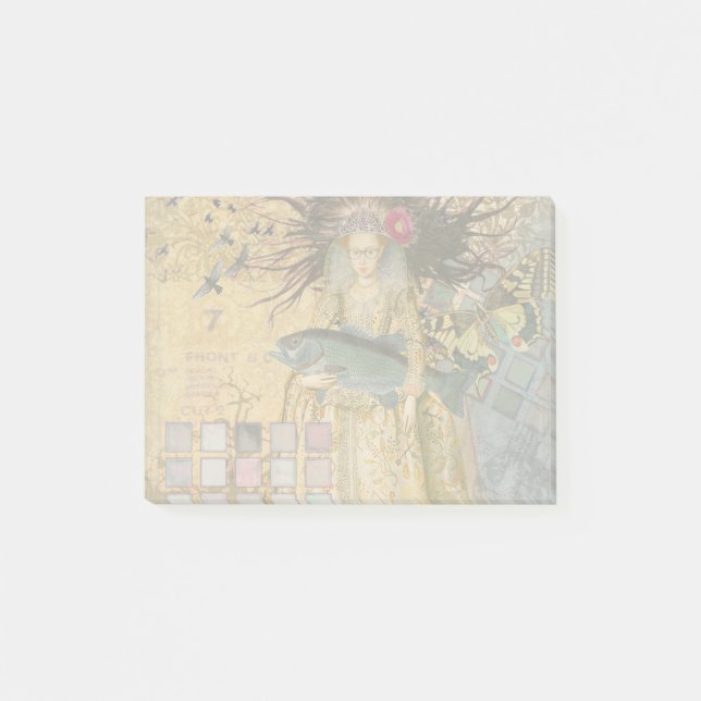 Notas Post-it® Mujer Piscis Vintage Gótico Clásico (Anverso)