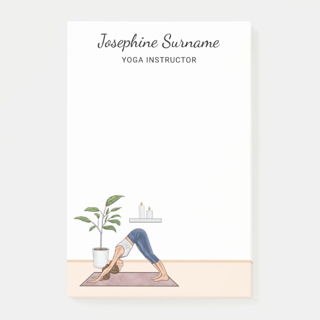 Notas Post-it® Mujer Yogini Perro Boca Abajo Instructor de Yoga (Anverso)