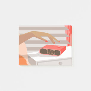 Notas Post-it® Mujeres presionando con la mano el botón de snooze