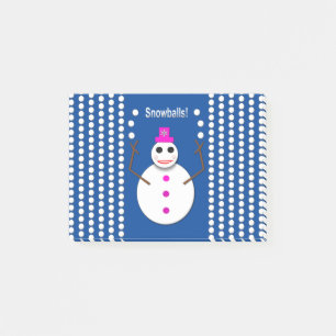 Notas Post-it® Muñeca de nieve de Navidad lanzando bolas de nieve