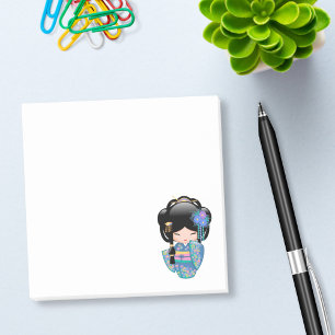 Notas Post-it® Muñeca Keiko Kokeshi - Chica de Kimono azul Geisha