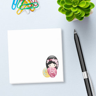Notas Post-it® Muñeca Kokeshi de primavera - Chica Geisha japonés