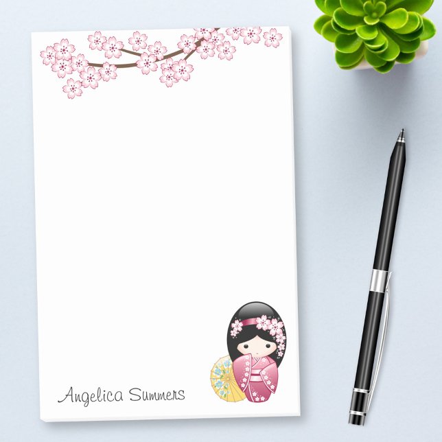 Notas Post-it® Muñeca Kokeshi de primavera - Chica Geisha japonés (Subido por el creador)