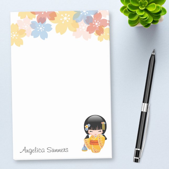 Notas Post-it® Muñeca kokeshi de verano - Chica Geisha de Kimono  (Subido por el creador)