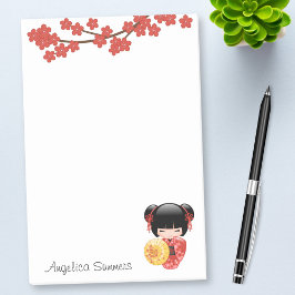 Notas Post-it® Muñeca roja Sakura Kokeshi - Geisha japonesa