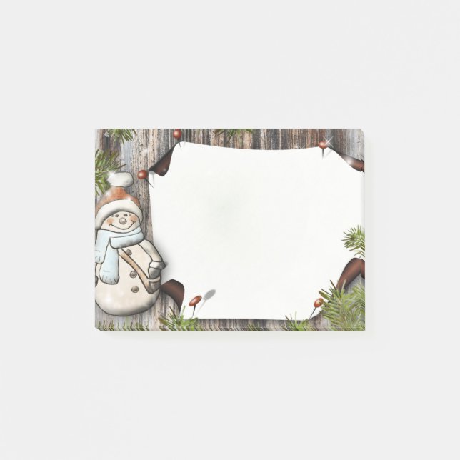 Notas Post-it® Muñeco de nieve del navidad (Anverso)
