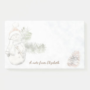 Notas Post-it® Muñeco de nieve lindo con sombrero de Santa - Pers
