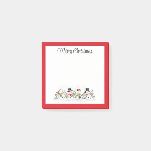 Notas Post-it® Muñecos de nieve de Navidad felices (Anverso)