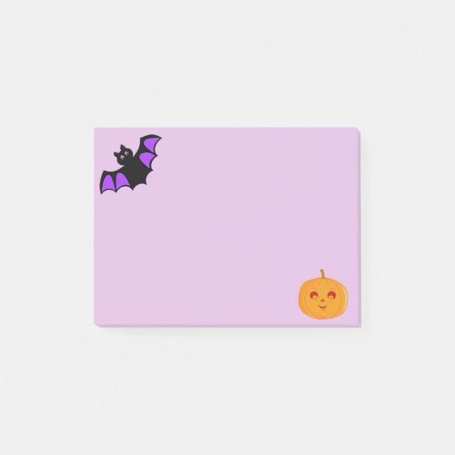 Notas Post-it® Murciélago y calabaza de Halloween (Anverso)